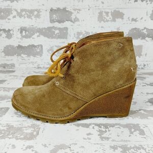 Sperry Top-Sider Stella Prow Women Suede Tan Ankle Wedge Bootie T307